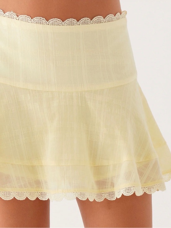 Peppermayo Dresses & Skirts - Peppermayo Pale Yellow Lace-Trim Mini Skirt